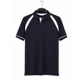 Men’s Performance Polo Shirt – Contrast Panel Athletic Fit (Navy/White) - Shirts / Polo Shirts