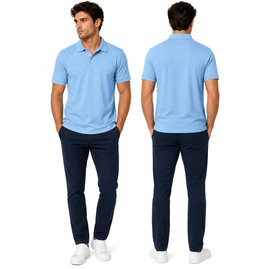Men’s Performance Polo Shirt – Sky Blue