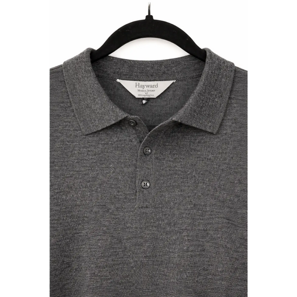 Men’s Premium Long Sleeve Polo Shirt – Soft Knit Casual Slim Fit Top (Charcoal Grey) - Shirts / Polo Shirts