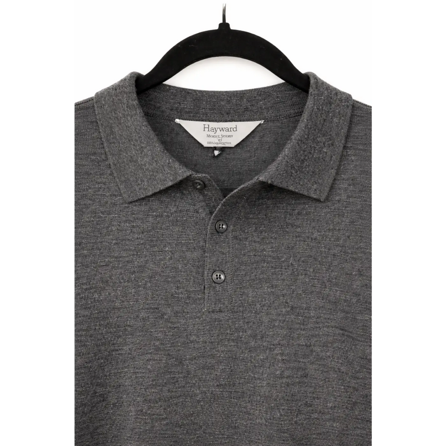 Men’s Premium Long Sleeve Polo Shirt – Soft Knit Casual Slim Fit Top (Charcoal Grey) - Shirts / Polo Shirts