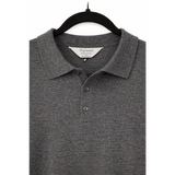 Men’s Premium Long Sleeve Polo Shirt – Soft Knit Casual Slim Fit Top (Charcoal Grey) - Shirts / Polo Shirts