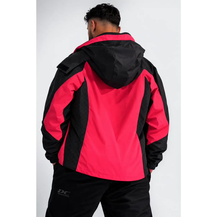 Men’s Red & Black Waterproof Hooded Jacket – Windproof Outdoor Softshell Coat - Jackets