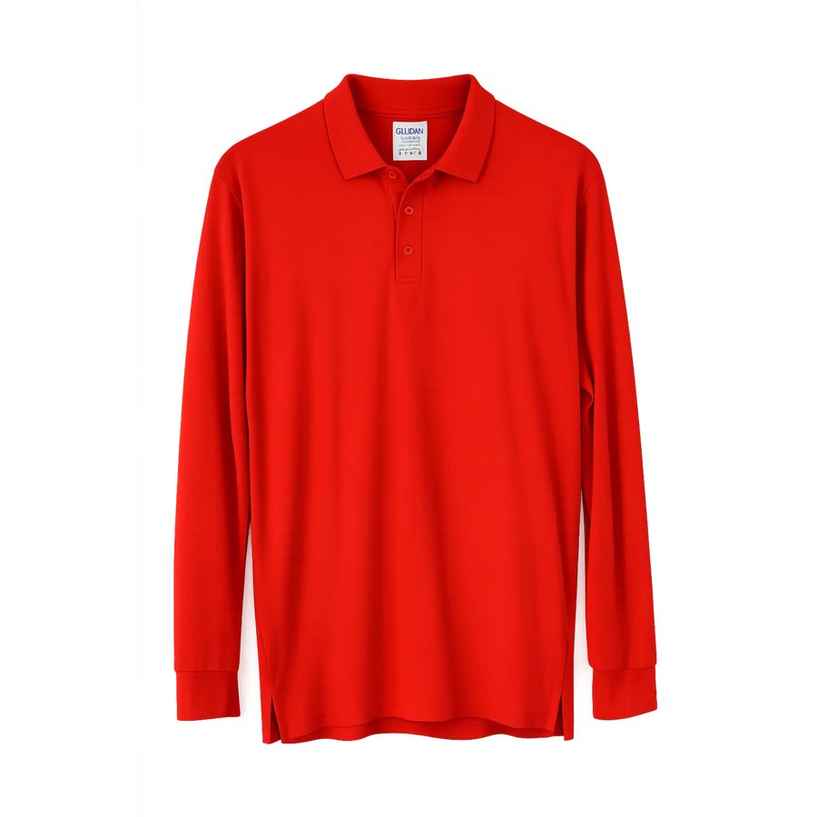 Men’s Red Long Sleeve Polo Shirt - Men’s Long Sleeve Polo Shirt