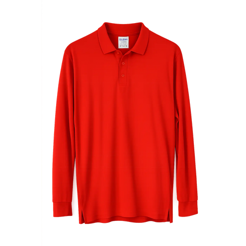 Men’s Red Long Sleeve Polo Shirt - Men’s Long Sleeve Polo Shirt