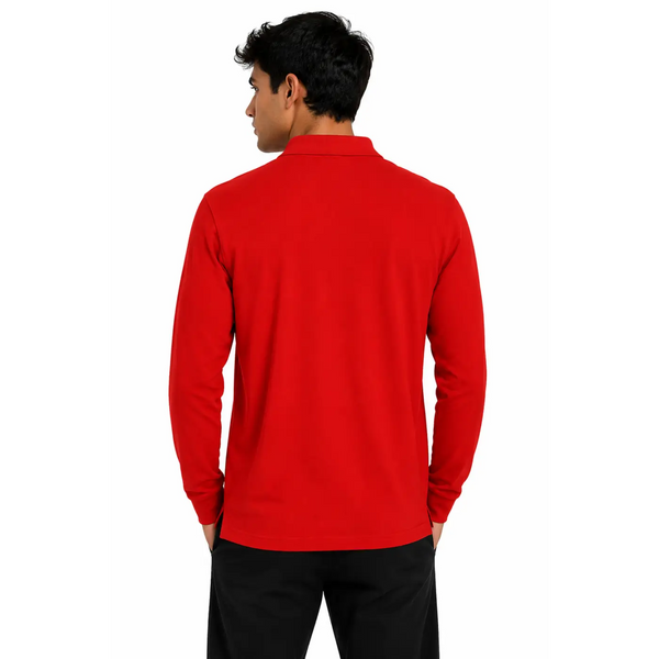 Men’s Red Long Sleeve Polo Shirt - Men’s Long Sleeve Polo Shirt