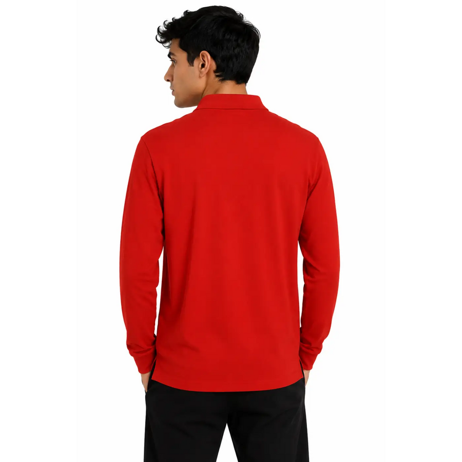 Men’s Red Long Sleeve Polo Shirt - Men’s Long Sleeve Polo Shirt