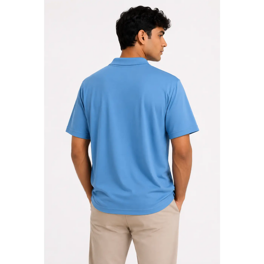 Men’s Sky Blue Performance Polo Shirt – Classic Short Sleeve Collared Tee - Men’s Polo Shirt