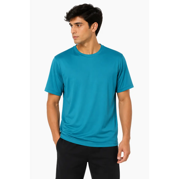 Men’s Teal Performance Crew Neck Athletic T-Shirt - Men’s Activewear Tops