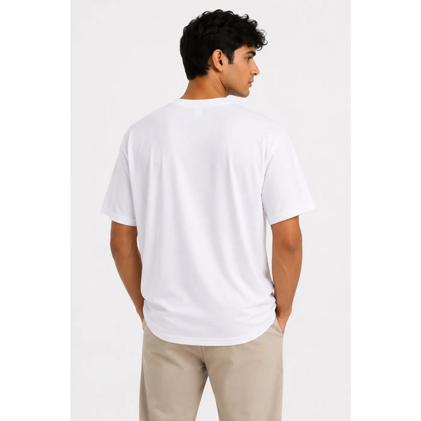 Men’s White Oversized Crew Neck T-Shirt – Relaxed Everyday Essential - Men’s Oversized T-Shirt