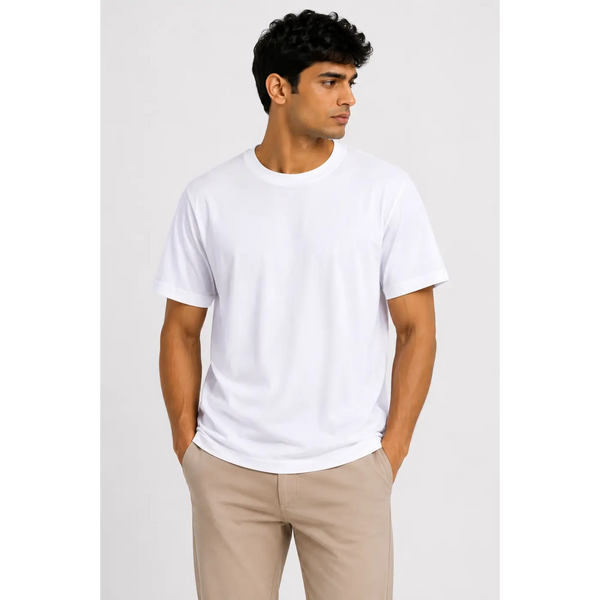 Men’s White Oversized Crew Neck T-Shirt – Relaxed Everyday Essential - Men’s Oversized T-Shirt
