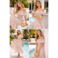 Off-Shoulder Leopard Print Maxi Dress – Flowy Summer Ruffle Hem Dress - Women’s Dress