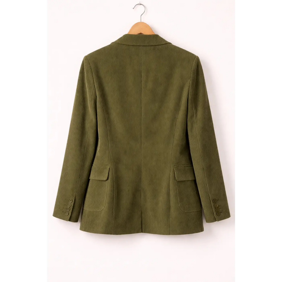 Olive Corduroy Tailored Blazer – Classic Structured Jacket