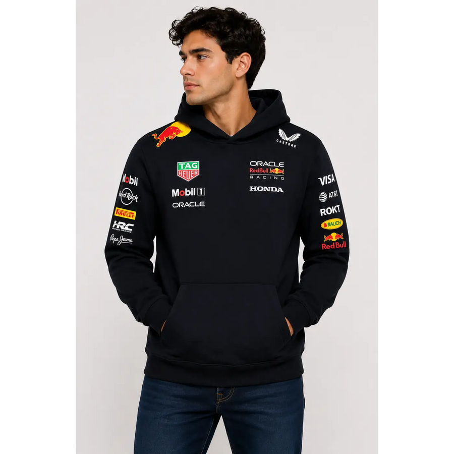 Oracle Red Bull Racing Team Hoodie – Navy Motorsport Pullover - Men’s Pullover Hoodie