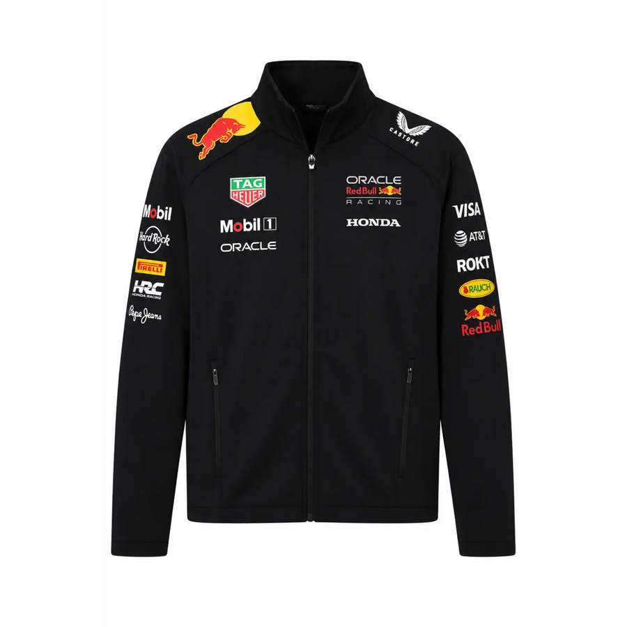 Oracle Red Bull Racing Team Track Jacket – Black Full Zip Motorsport Jacket - Men’s Track Jacket
