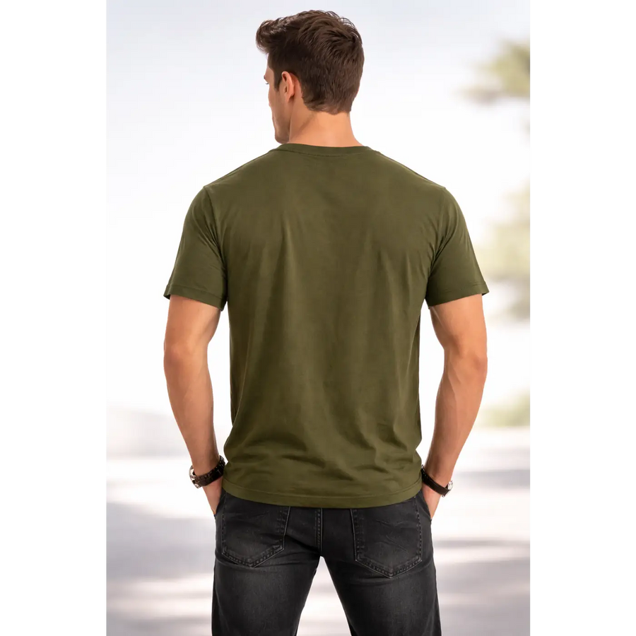 Puma Men’s Olive Green Logo T-Shirt | Regular Fit Casual Tee - T-Shirts
