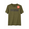 Puma Men’s Olive Green Logo T-Shirt | Regular Fit Casual Tee - T-Shirts