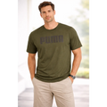 Puma Men’s Olive Green Logo T-Shirt | Regular Fit Casual Tee - T-Shirts