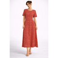 Red Floral Midi Dress – Elegant Short Sleeve Fit & Flare Dress - Women’s Dress