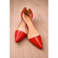 Red Patent Pointed Toe Heels with Transparent Sides – Elegant Kitten Heel Pumps
