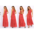 Red Polka Dot Sleeveless Maxi Dress – Elegant Tie Waist Summer Dress - Women’s Dress