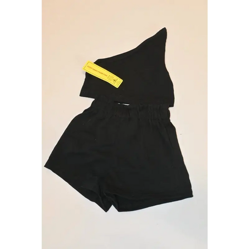 Shein Baby Black One-Shoulder Top & Shorts Set