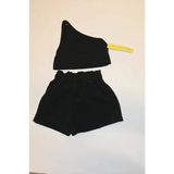 Shein Baby Black One-Shoulder Top & Shorts Set