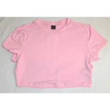 SHEIN Baby Pink Plain Crop T-Shirt, Size XS
