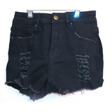 SHEIN Black Ripped Distressed Denim Hot Pants