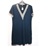 SHEIN Navy Blue Crochet Lace Trim Dress, Size L