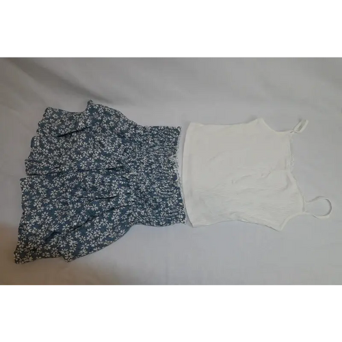 Shein Teen Blue Floral Smocked Skirt