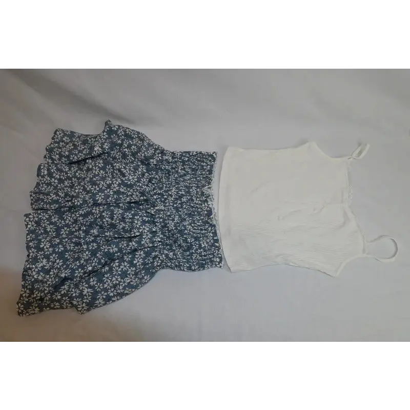 Shein Teen Blue Floral Smocked Skirt