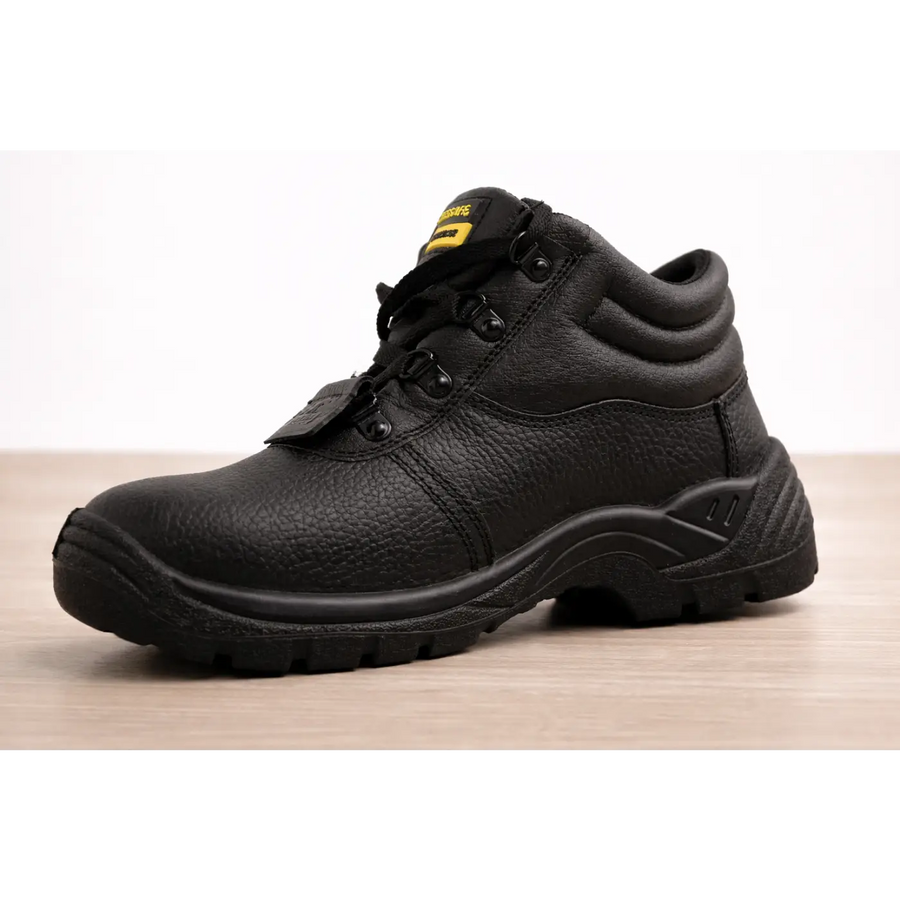 SiteSafe Men’s Black Safety Work Boots – Industrial Steel Toe Lace-Up Boots