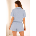 Sky Blue Cotton Lounge Shorts Set – Button-Up Top & Drawstring Shorts