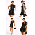 Sleek Zip-Up Mini Dress – Tailored Sleeveless Bodycon Dress - Women’s Dress