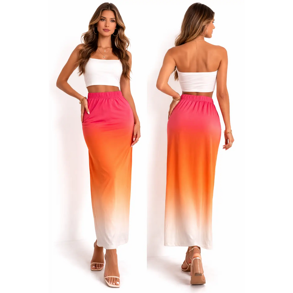 Sunset Ombre Maxi Skirt - Maxi Skirt / Casual Skirt / Summer Skirt