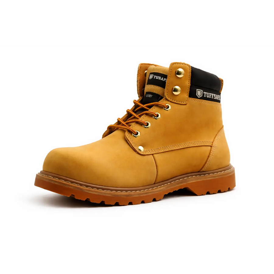 TUFFSAFE Classic Tan Safety Work Boots – Heavy Duty Industrial Boots