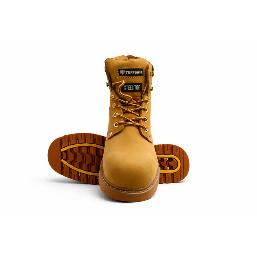 TUFFSAFE Classic Tan Safety Work Boots – Heavy Duty Industrial Boots