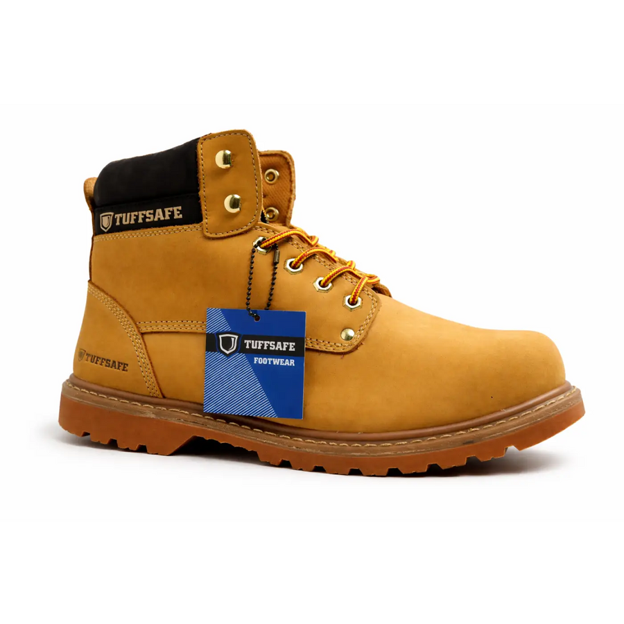 TUFFSAFE Classic Tan Safety Work Boots – Heavy Duty Industrial Boots