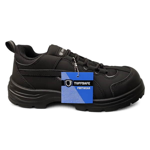 TuffSafe Steel Toe Safety Shoes – Anti-Slip Lightweight Work Sneakers (Black)