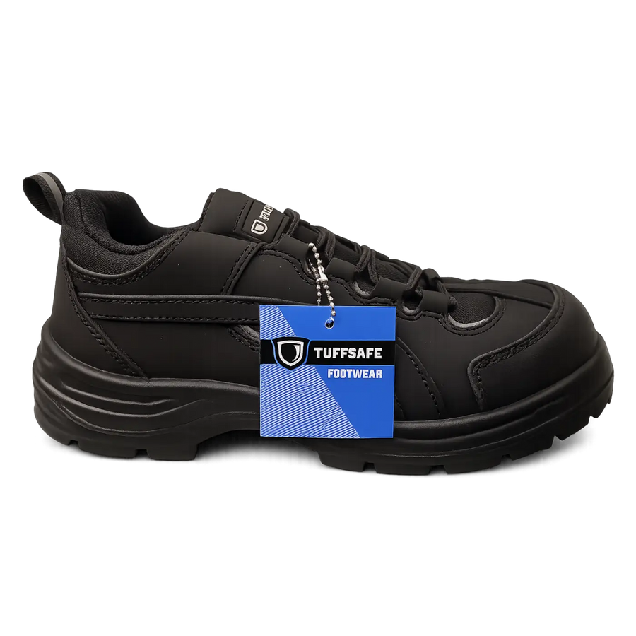 TuffSafe Steel Toe Safety Shoes – Anti-Slip Lightweight Work Sneakers (Black)