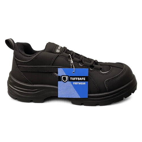 TuffSafe Steel Toe Safety Shoes – Anti-Slip Lightweight Work Sneakers (Black)