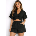 Twist Front Crop Top & Shorts Set - 2-Piece Set / Crop Top & Shorts / Matching Set