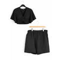 Twist Front Crop Top & Shorts Set - 2-Piece Set / Crop Top & Shorts / Matching Set