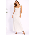 White Satin Slip Maxi Dress – Backless Tie Strap Elegant Dress - Women’s Dress