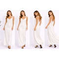 White Satin Slip Maxi Dress – Backless Tie Strap Elegant Dress - Women’s Dress