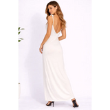 White Satin Slip Maxi Dress – Backless Tie Strap Elegant Dress - Women’s Dress