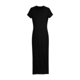 Women’s Black Bodycon Maxi Dress – Short Sleeve Fitted Elegant Long Dress
