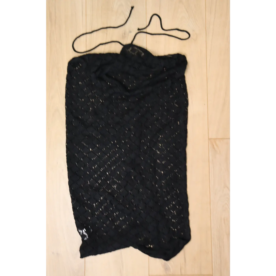 Women’s Black Crochet Knit Beach Cover-Up Dress