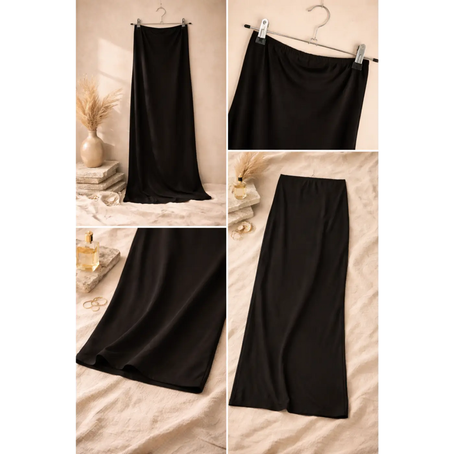Women’s Black High-Waist Maxi Skirt – Elegant Slim Fit Stretch Skirt - Skirts