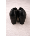 Women’s Black Leather Lace-Up Oxford Heels – Classic Block Heel Shoes - Oxford Heels